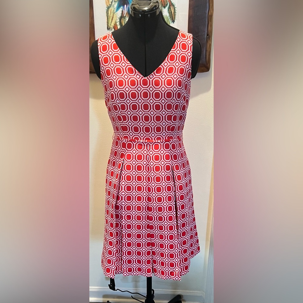 TAHARI Orange Geometric Pattern Dress - Picture 1 of 4